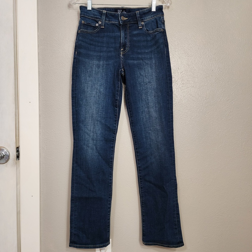 Gap Denim Women's Size‎ 2 Classic Straight Blue Jean's Dark Indigo 26R Stretch